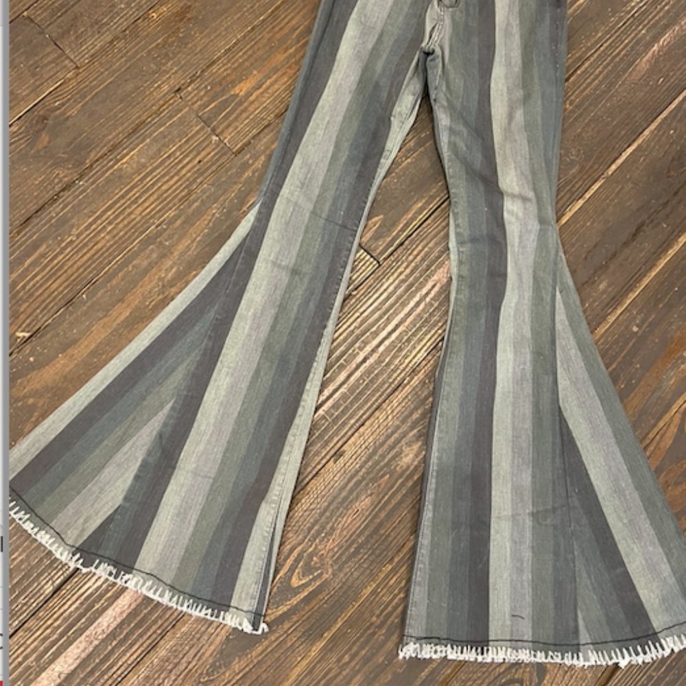Denim Flare Leg Striped Jeans